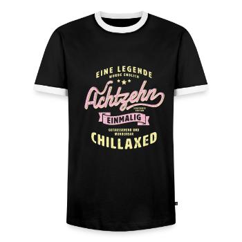Eine Legende wird 18. Einmalig und Chillaxed - Männer Kontrast-T-Shirt - Schwarz/Weiß - Vorne - AI Model Female 172 light (172cm) & AI Model Male 178 light (178cm)
