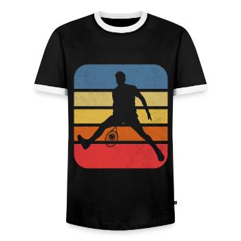 Tennisspieler Tennisschläger Tennisplatz Geschenk - Männer Kontrast-T-Shirt - Schwarz/Weiß - Vorne - AI Model Female 172 light (172cm) & AI Model Male 178 light (178cm)