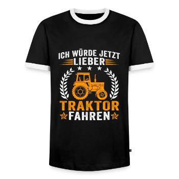 ich würde jetzt lieber traktor fahren - Männer Kontrast-T-Shirt - Schwarz/Weiß - Vorne - AI Model Female 172 light (172cm) & AI Model Male 178 light (178cm)