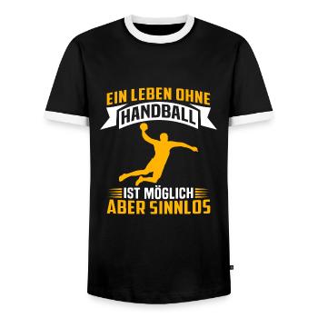 ein leben ohne handball ist möglich aber sinnlos - Männer Kontrast-T-Shirt - Schwarz/Weiß - Vorne - AI Model Female 172 light (172cm) & AI Model Male 178 light (178cm)