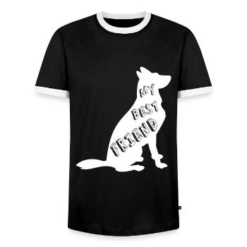 Chien de berger suisse blanc My best Friend Chien - T-shirt contrasté Homme - noir/blanc - Devant - AI Model Female 172 light (172cm) & AI Model Male 178 light (178cm)