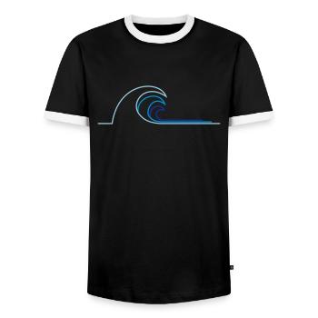Welle - Männer Kontrast-T-Shirt - Schwarz/Weiß - Vorne - AI Model Female 172 light (172cm) & AI Model Male 178 light (178cm)