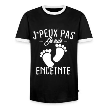 J'peux pas je suis enceinte - T-shirt contrasté Homme - noir/blanc - Devant - AI Model Female 172 light (172cm) & AI Model Male 178 light (178cm)
