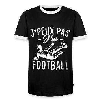 I can't I have football - Men's Ringer Shirt - black/white - Front - AI Model Female 172 light (172cm) & AI Model Male 178 light (178cm)