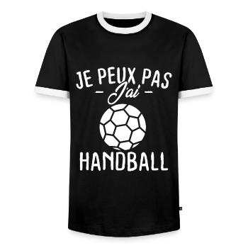 Je peux pas j'ai Handball - T-shirt contrasté Homme - noir/blanc - Devant - AI Model Female 172 light (172cm) & AI Model Male 178 light (178cm)