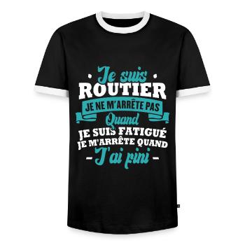 Je suis routier, je m'arrête quand j'ai fini - T-shirt contrasté Homme - noir/blanc - Devant - AI Model Female 172 light (172cm) & AI Model Male 178 light (178cm)
