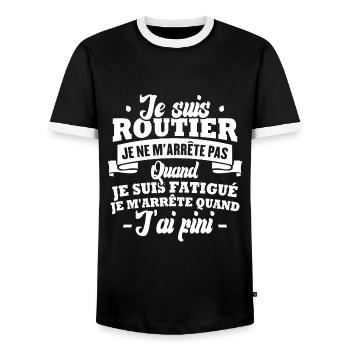 Je suis routier - T-shirt contrasté Homme - noir/blanc - Devant - AI Model Female 172 light (172cm) & AI Model Male 178 light (178cm)