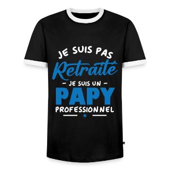 Je suis Pas Retraité je suis un Papy Professionnel - T-shirt contrasté Homme - noir/blanc - Devant - AI Model Female 172 light (172cm) & AI Model Male 178 light (178cm)