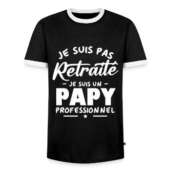 Je suis Pas Retraité je suis un Papy Professionnel - T-shirt contrasté Homme - noir/blanc - Devant - AI Model Female 172 light (172cm) & AI Model Male 178 light (178cm)