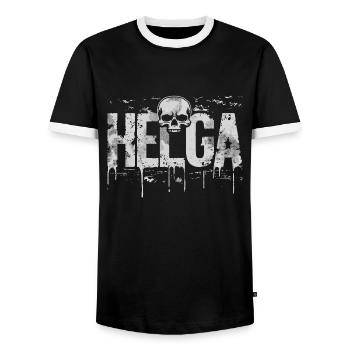 Heavy Metal Helga - Männer Kontrast-T-Shirt - Schwarz/Weiß - Vorne - AI Model Female 172 light (172cm) & AI Model Male 178 light (178cm)