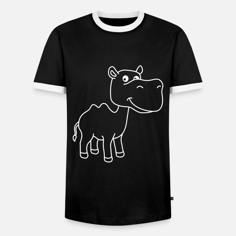 Kamel Comic - Männer Kontrast-T-Shirt - Schwarz/Weiß