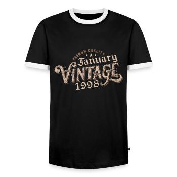 Januar 1998 | 1998 Januar Vintage Geburtstag - Männer Kontrast-T-Shirt - Schwarz/Weiß - Vorne - AI Model Female 172 light (172cm) & AI Model Male 178 light (178cm)