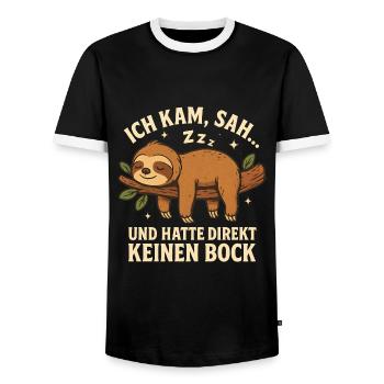 Faultier Geschenk Sloth Büro Arbeitskollege - Männer Kontrast-T-Shirt - Schwarz/Weiß - Vorne - AI Model Female 172 light (172cm) & AI Model Male 178 light (178cm)