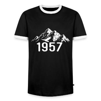 Jahrgang 1957 Geburtstag - 1957 Retro Geschenkidee - Männer Kontrast-T-Shirt - Schwarz/Weiß - Vorne - AI Model Female 172 light (172cm) & AI Model Male 178 light (178cm)