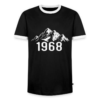 Jahrgang 1968 Geburtstag - 1968 Retro Geschenkidee - Männer Kontrast-T-Shirt - Schwarz/Weiß - Vorne - AI Model Female 172 light (172cm) & AI Model Male 178 light (178cm)