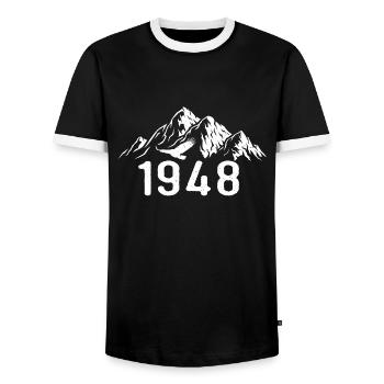 Jahrgang 1948 Geburtstag - 1948 Retro Geschenkidee - Männer Kontrast-T-Shirt - Schwarz/Weiß - Vorne - AI Model Female 172 light (172cm) & AI Model Male 178 light (178cm)