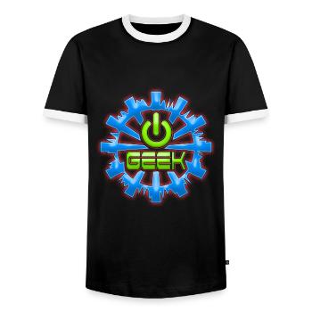 geek - T-shirt contrasté Homme - noir/blanc - Devant - AI Model Female 172 light (172cm) & AI Model Male 178 light (178cm)