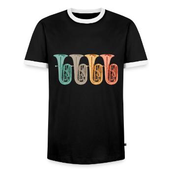 tuba retro farben tubist - Männer Kontrast-T-Shirt - Schwarz/Weiß - Vorne - AI Model Female 172 light (172cm) & AI Model Male 178 light (178cm)