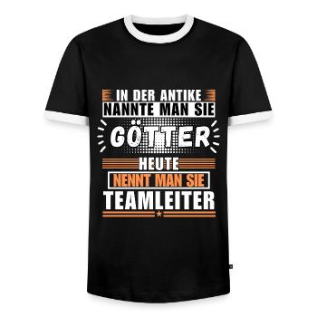 Les dieux dans l’Antiquité. Aujourd’hui, chef d’équipe - T-shirt contrasté Homme - noir/blanc - Devant - AI Model Female 172 light (172cm) & AI Model Male 178 light (178cm)