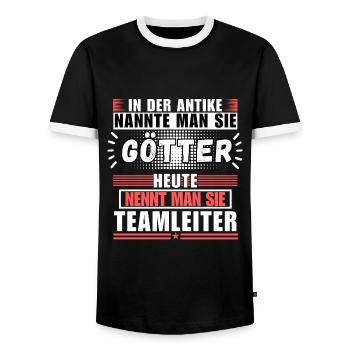 Les dieux dans l’Antiquité. Aujourd’hui, chef d’équipe - T-shirt contrasté Homme - noir/blanc - Devant - AI Model Female 172 light (172cm) & AI Model Male 178 light (178cm)