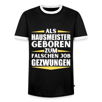 Le concierge a décroché le mauvais emploi - T-shirt contrasté Homme - noir/blanc - Devant - AI Model Female 172 light (172cm) & AI Model Male 178 light (178cm)
