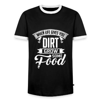 Farmer When Life Gives You Dirt Grow Some Food - Men's Ringer Shirt - black/white - Front - AI Model Female 172 light (172cm) & AI Model Male 178 light (178cm)