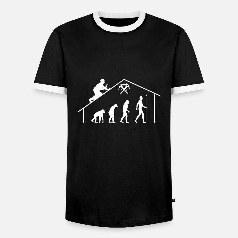 Evolution Dachdecker Zimmerer Zimmermann Meister - Männer Kontrast-T-Shirt - Schwarz/Weiß