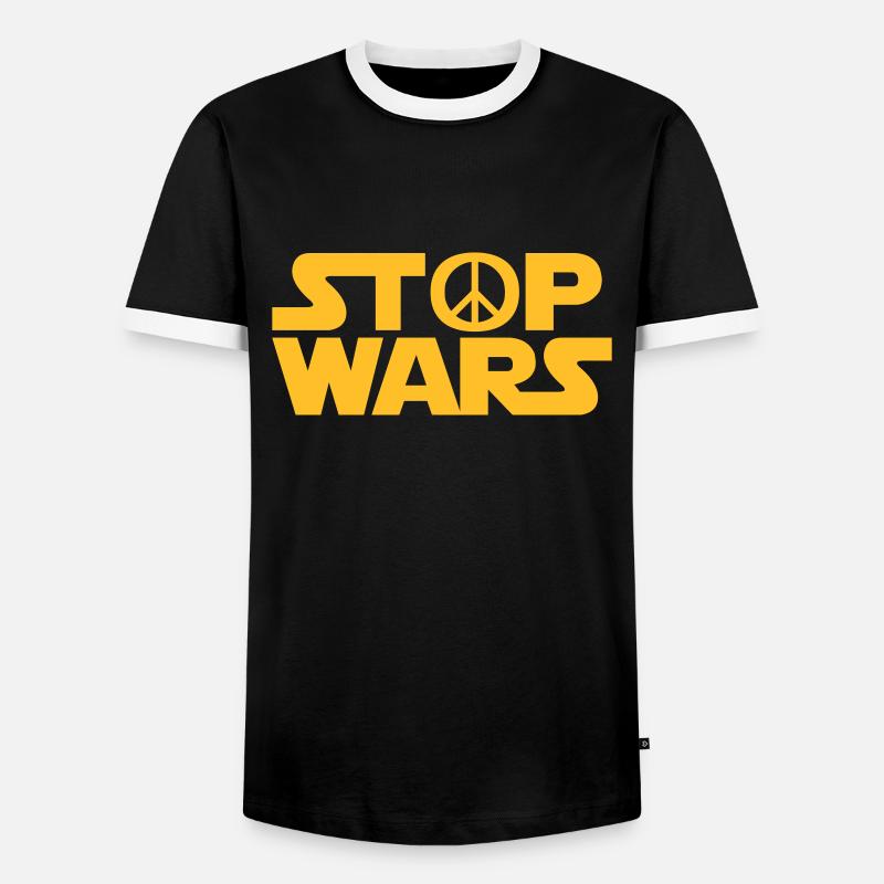 Stop Wars - Männer Kontrast-T-Shirt - Schwarz/Weiß