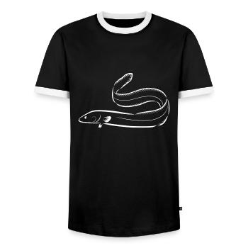eel - Men's Ringer Shirt - black/white - Front - AI Model Female 172 light (172cm) & AI Model Male 178 light (178cm)