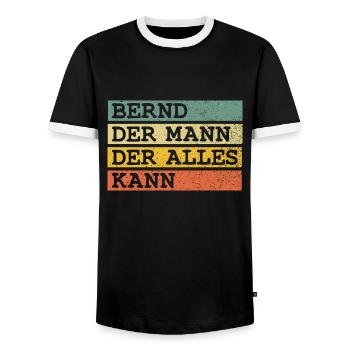 Der Mann Der Alles kann Bernd - Männer Kontrast-T-Shirt - Schwarz/Weiß - Vorne - AI Model Female 172 light (172cm) & AI Model Male 178 light (178cm)