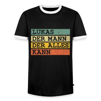 Der Mann Der Alles kann Lukas - Männer Kontrast-T-Shirt - Schwarz/Weiß - Vorne - AI Model Female 172 light (172cm) & AI Model Male 178 light (178cm)