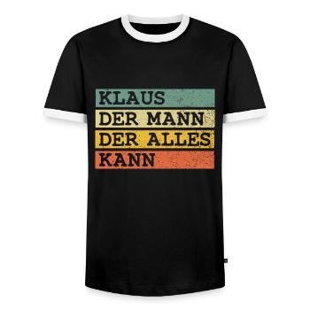 Der Mann Der Alles kann Klaus - Männer Kontrast-T-Shirt - Schwarz/Weiß - Vorne - AI Model Female 172 light (172cm) & AI Model Male 178 light (178cm)