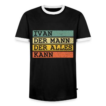 Der Mann Der Alles kann Ivan - Männer Kontrast-T-Shirt - Schwarz/Weiß - Vorne - AI Model Female 172 light (172cm) & AI Model Male 178 light (178cm)