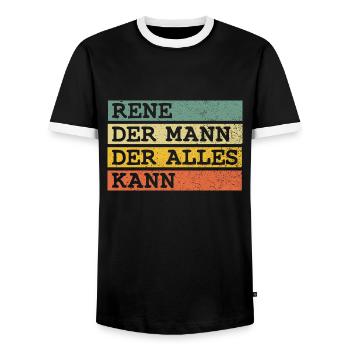 Der Mann Der Alles kann René - Männer Kontrast-T-Shirt - Schwarz/Weiß - Vorne - AI Model Female 172 light (172cm) & AI Model Male 178 light (178cm)