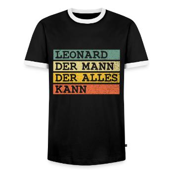 Der Mann Der Alles kann Leonard - Männer Kontrast-T-Shirt - Schwarz/Weiß - Vorne - AI Model Female 172 light (172cm) & AI Model Male 178 light (178cm)