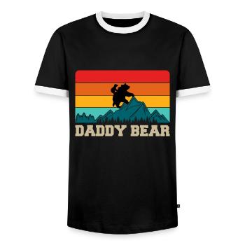 Daddy Bear climb the Mountain in Forest der Bär - Männer Kontrast-T-Shirt - Schwarz/Weiß - Vorne - AI Model Female 172 light (172cm) & AI Model Male 178 light (178cm)
