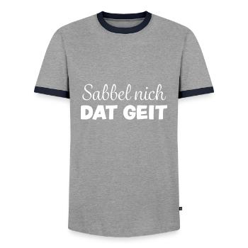 Norddeutschland norddeutsch Plattdeutsch Sprüche - Männer Kontrast-T-Shirt - Grau/Navy  - Vorne - AI Model Female 172 light (172cm) & AI Model Male 178 light (178cm)