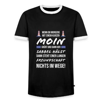 Norddeutsch Fischkopp Nordsee Geschenkidee Norden - Männer Kontrast-T-Shirt - Schwarz/Weiß - Vorne - AI Model Female 172 light (172cm) & AI Model Male 178 light (178cm)