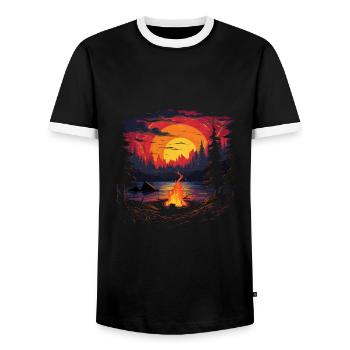 Campfire - Men's Ringer Shirt - black/white - Front - AI Model Female 172 light (172cm) & AI Model Male 178 light (178cm)