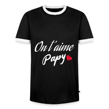 We love you grandpa grandfather's day gift - Men's Ringer Shirt - black/white - Front - AI Model Female 172 light (172cm) & AI Model Male 178 light (178cm)