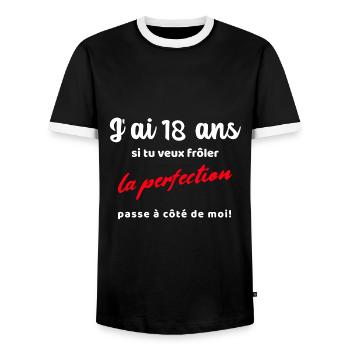 J'ai 18 ans cadeau anniversaire 18 ans humour - T-shirt contrasté Homme - noir/blanc - Devant - AI Model Female 172 light (172cm) & AI Model Male 178 light (178cm)