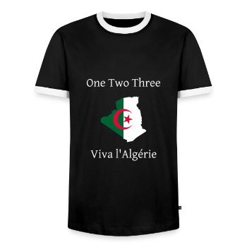 One Two Three Viva Algeria - Men's Ringer Shirt - black/white - Front - AI Model Female 172 light (172cm) & AI Model Male 178 light (178cm)