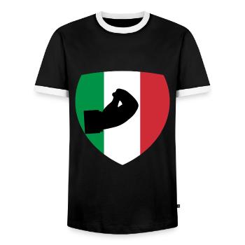 Italia Hand gesture Italian flag - Men's Ringer Shirt - black/white - Front - AI Model Female 172 light (172cm) & AI Model Male 178 light (178cm)