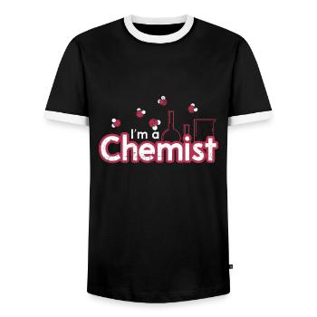 Chimiste - T-shirt contrasté Homme - noir/blanc - Devant - AI Model Female 172 light (172cm) & AI Model Male 178 light (178cm)