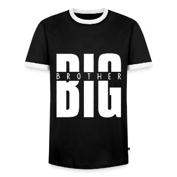 Big Brother Shirt - Men's Ringer Shirt - black/white - Front - AI Model Female 172 light (172cm) & AI Model Male 178 light (178cm)