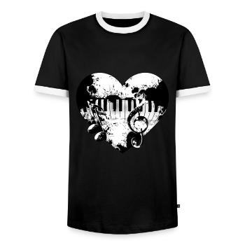 Clavier coeur - T-shirt contrasté Homme - noir/blanc - Devant - AI Model Female 172 light (172cm) & AI Model Male 178 light (178cm)