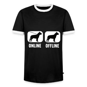 En ligne Hors ligne Pitbull Pitbull Propriétaire Pitbullfan - T-shirt contrasté Homme - noir/blanc - Devant - AI Model Female 172 light (172cm) & AI Model Male 178 light (178cm)