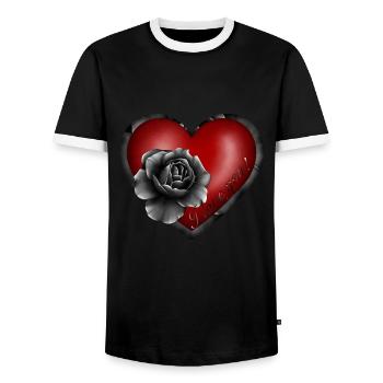 Heart I love you - Men's Ringer Shirt - black/white - Front - AI Model Female 172 light (172cm) & AI Model Male 178 light (178cm)