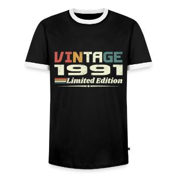 Vintage 1991 Gift 1991 Birthday 1991 Retro - Men's Ringer Shirt - black/white - Front - AI Model Female 172 light (172cm) & AI Model Male 178 light (178cm)