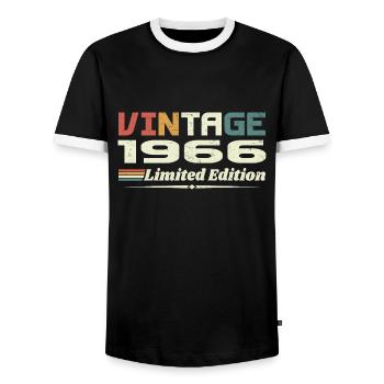 Vintage 1966 Gift 1966 Birthday 1966 Retro - Men's Ringer Shirt - black/white - Front - AI Model Female 172 light (172cm) & AI Model Male 178 light (178cm)